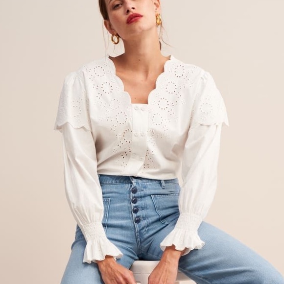 Rouje Tops - ROUJE Alphonse White Blouse Ruffle Button 34 US 2